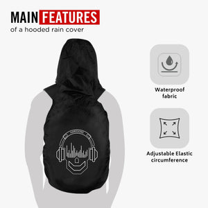 RAIN COVER with Hoodie Skull Black