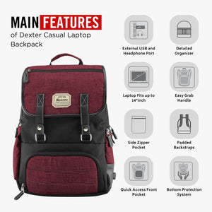 DEXTER - Vintage Laptop Backpack (USB Port)
