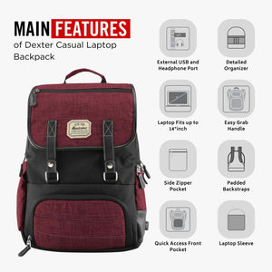 DEXTER - Vintage Laptop Backpack (USB Port)