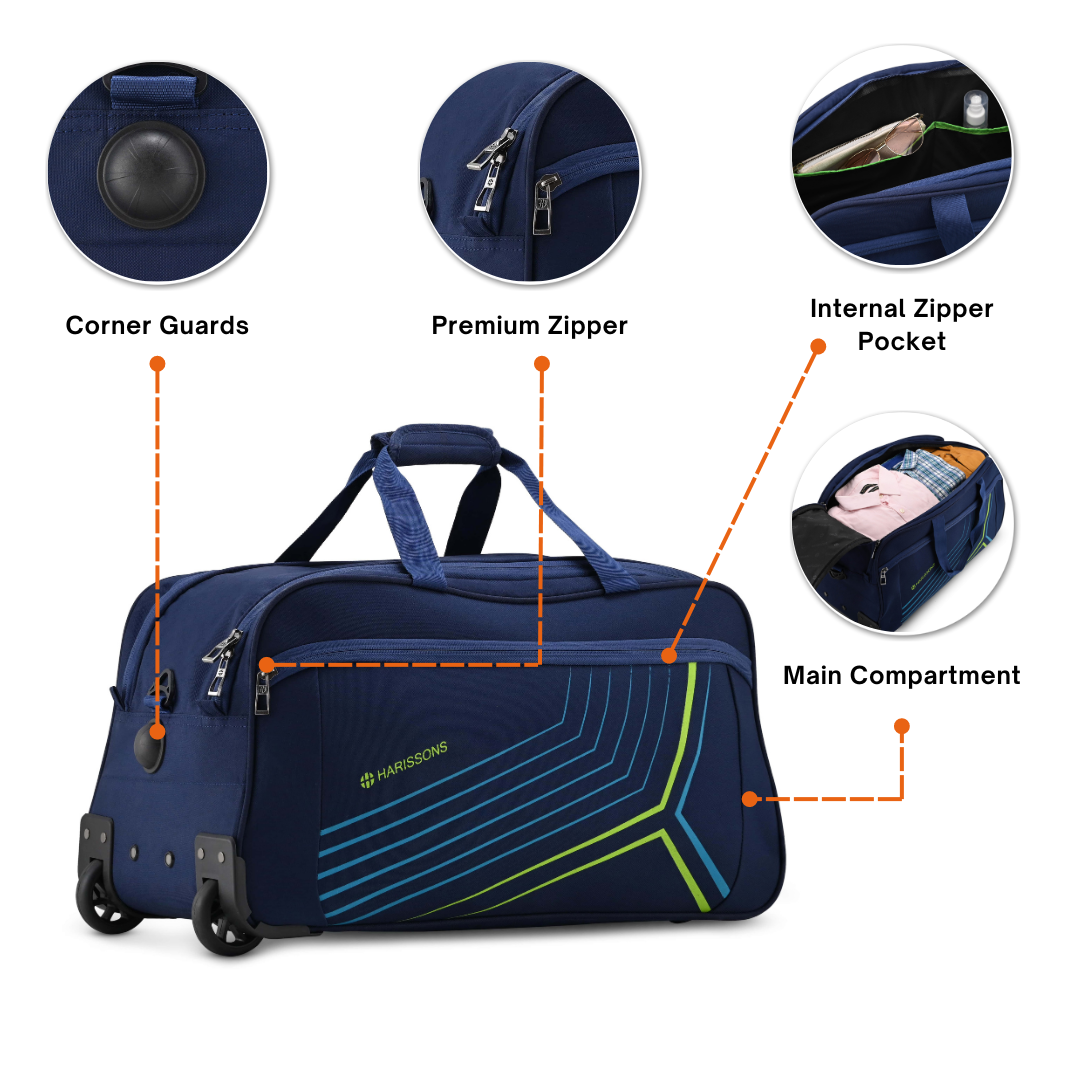 Duffel bag with online internal compartments